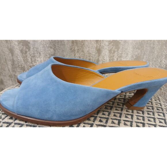 Chloe Oli‎ Blue Suede Mule Sandal Women's Size 37  1/2 US 7 - Picture 5 of 9